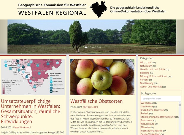 Screenshot des Internetauftritts von WESTFALEN REGIONAL